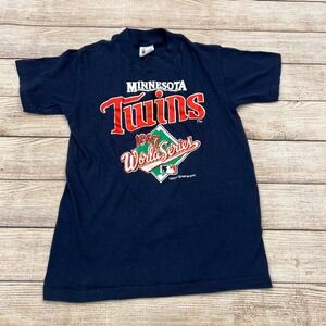 Kids Minnesota Twins 1987 World Series Navy Blue T Shirt‎ Size Youth medium